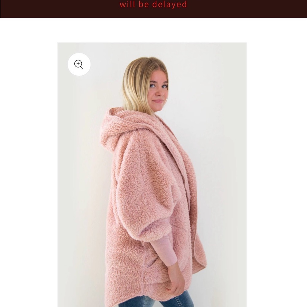 Women's Plush Pink Teddy Jacket- Nordic Beach